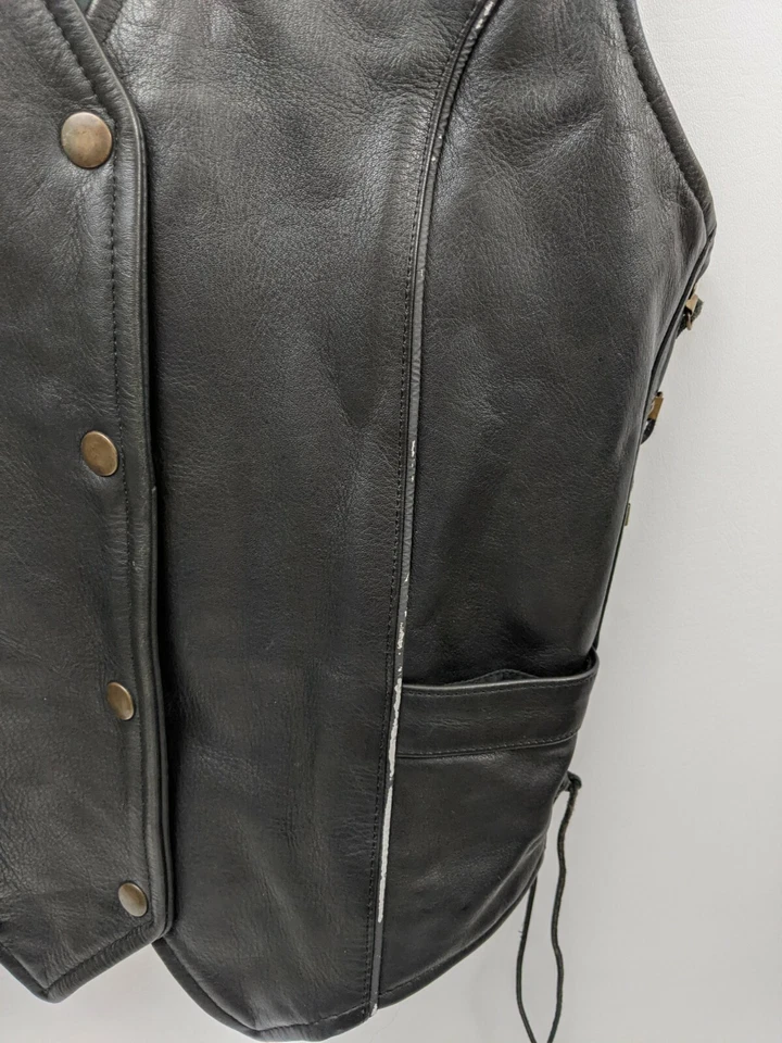 VICTORY MOTORCYCLE POLARIS WOMEN'S BASIC VEST LEATHER BLACK SIZE LARGE - Image 4 of 4