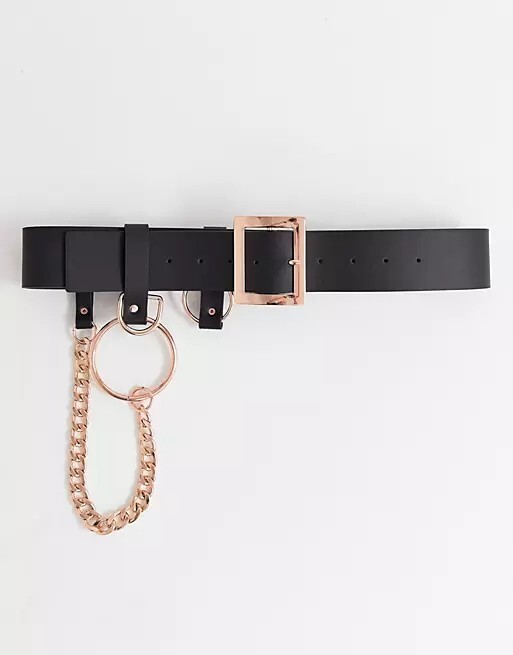 ASOS DESIGN chain and ring waist belt in rose gold- Size New Tags