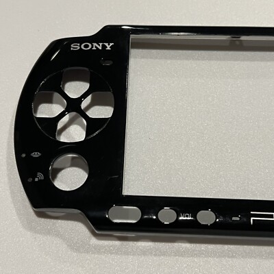 BLACK Sony PSP 3000 Front Faceplate Part Official OEM w/ New Glass