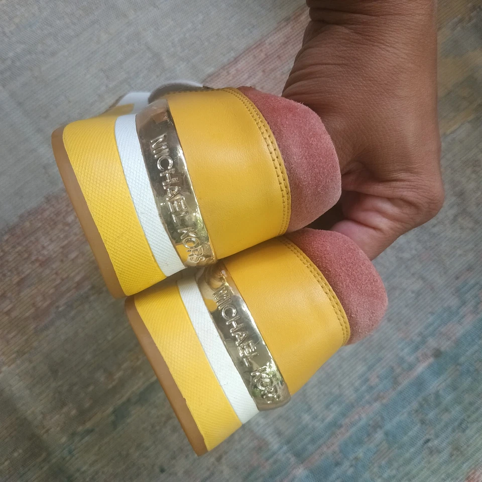 Michael Kors Allie Trainer Green Tan Yellow Shoes Women's Size 7 - Image 3 of 4