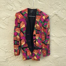 Funky woman  s 80s vintage silk blazer