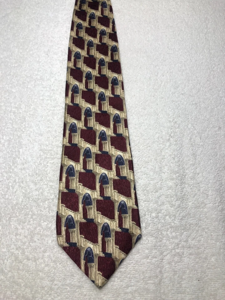 STRUCTURE MENS TIE BURGUNDY WITH BLUE AND BEIGE 4 X 58 - Image 2 of 4