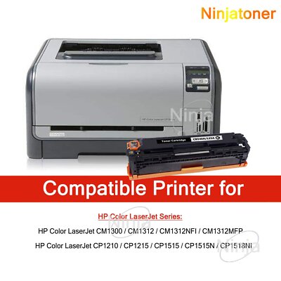 4-Pack 125A Toner Cartridges For HP Color LaserJet Printers - Black, Cyan, Magenta, Yellow Set