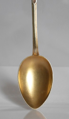 emaillierter Andenkenlöffel Jugendstil Silber 800, vergoldet Akt nackte Frau KFK - Bild 3 von 12