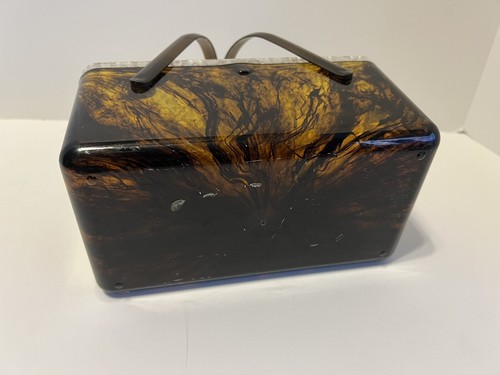 Cartera Lucite De Colección Marrón Imitación Cáscara de Tortuga y Parte Superior de Textura Transparente ver a través - Imagen 17 de 24