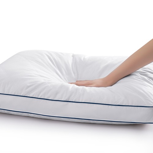 Grey Goose Down Feather Gusseted Pillows Set of 2 Luxury Bed Pillows Queen Size - Picture 3 of 5