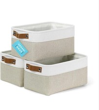 Small Fabric Storage Baskets for Shelves 3 Pack, 12x8in Closet Storage Bins