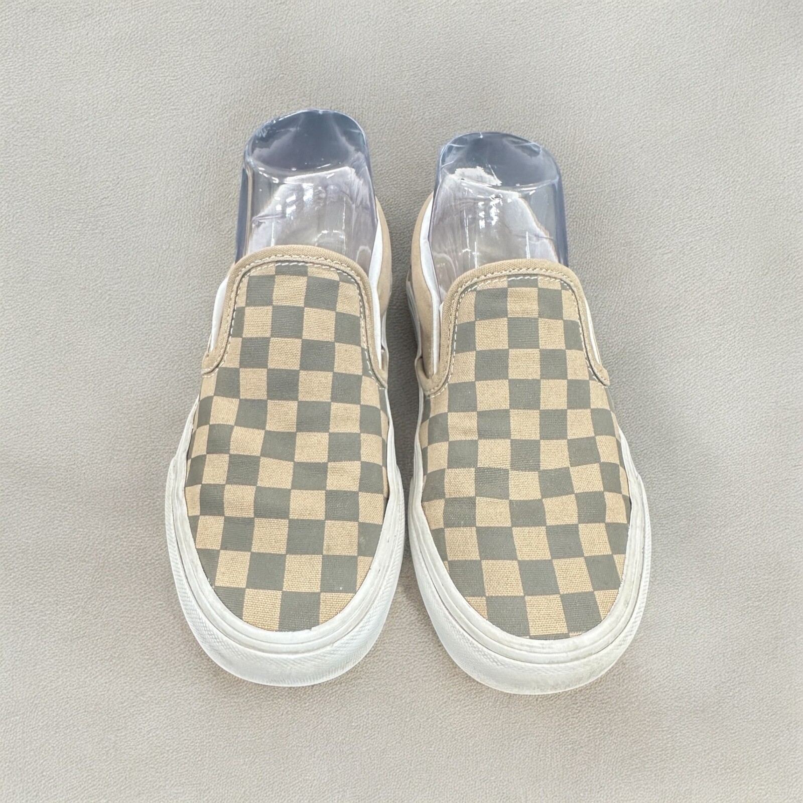 VANS Women's Classic Slip-On Shoes - Canvas Block Checkerboard Brown Sk8 Sz 6.5 thumbnail 4
