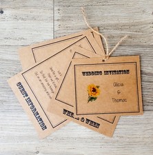 Personalised Vintage Sunflower Wedding Invitations + RSVP + Envelopes