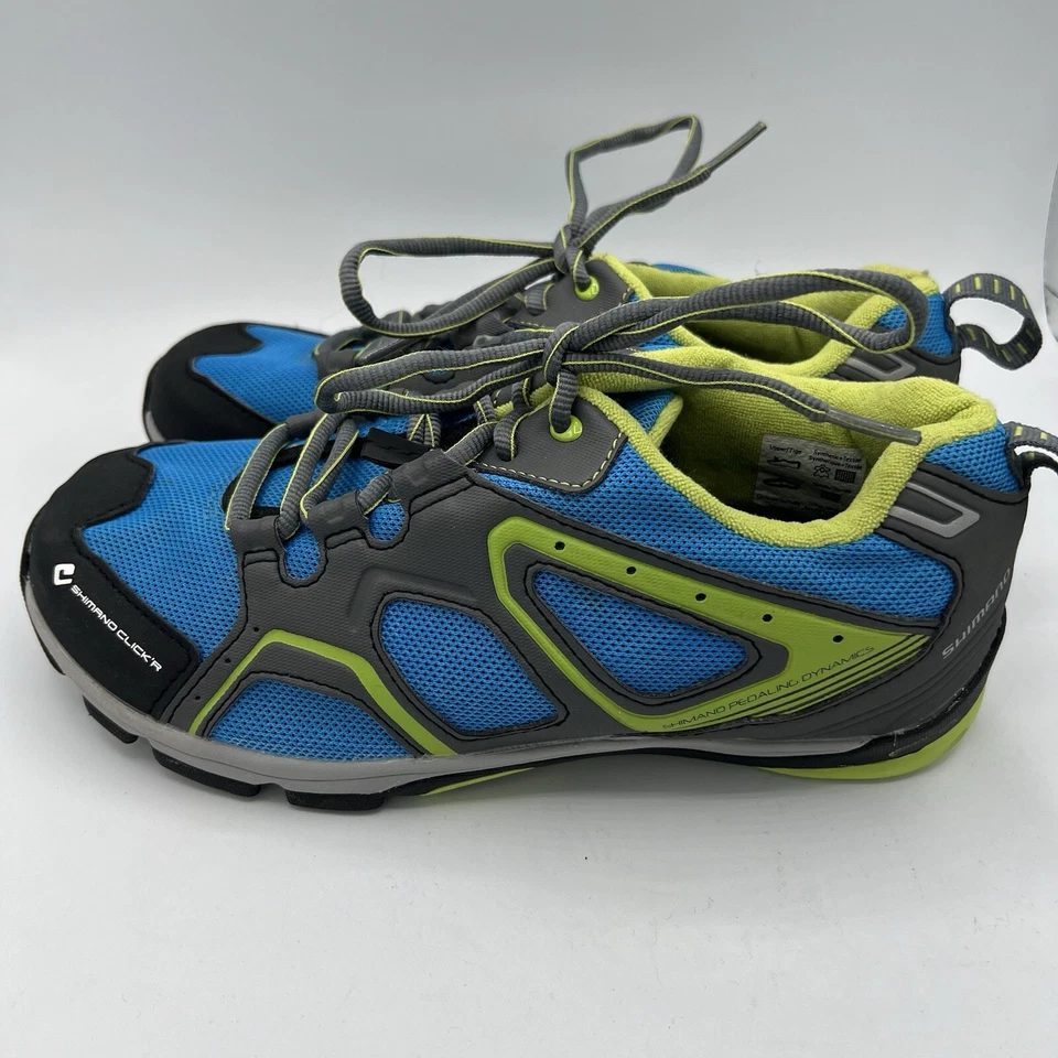 Женская велосипедная обувь Shimano Click'R SH-CT40B размер 40 ЕС США 6,7 синяя зеленая б/у в отличном состоянии - Изображение 4 из 4