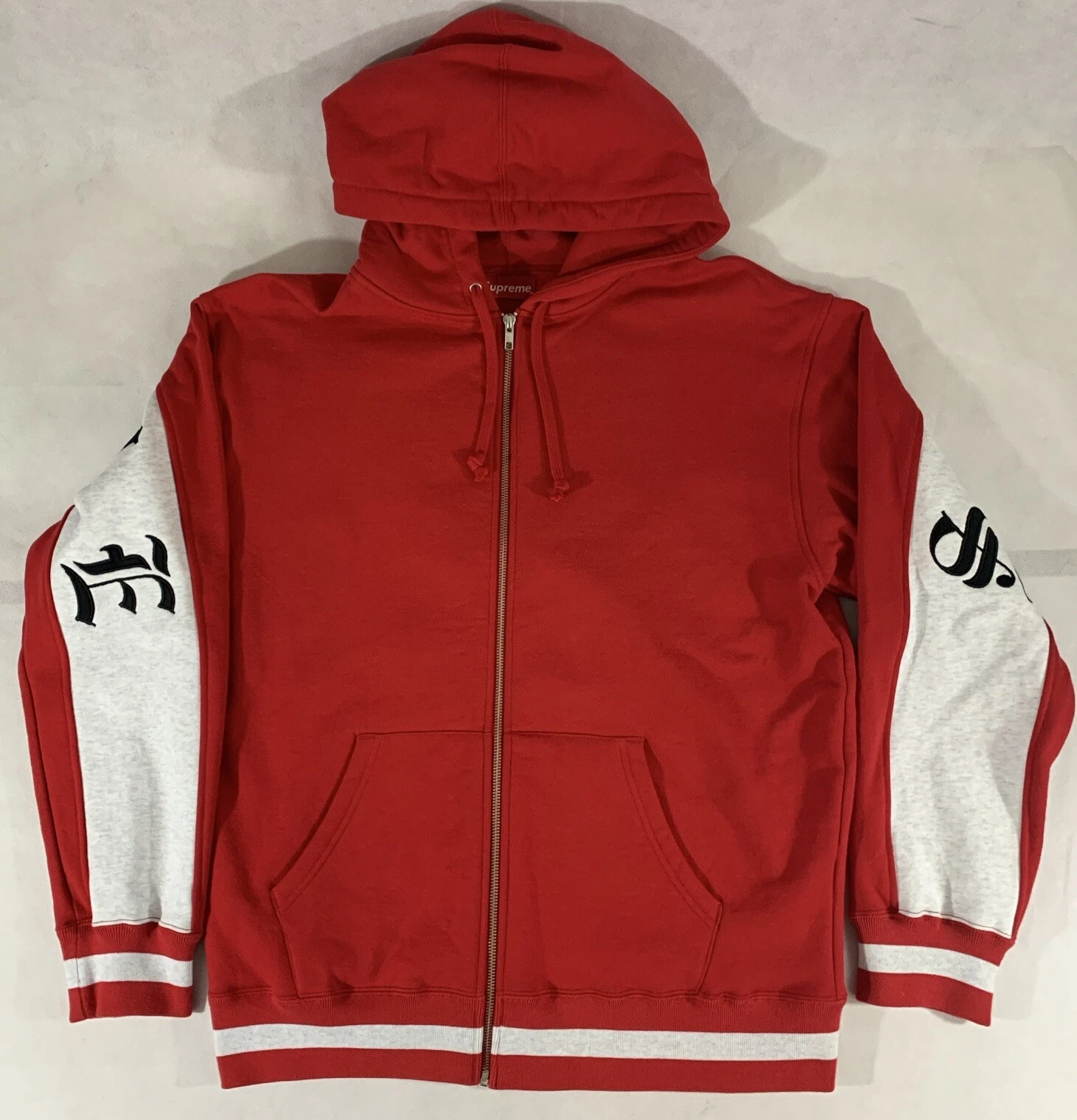 Sweat à capuche zippé à rayures anglaises Supreme ancien taille L neuf sans étiquette authentique