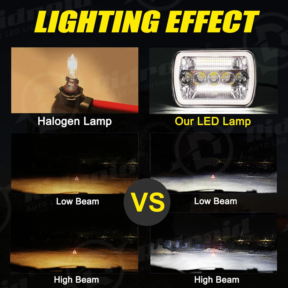 Faro LED DRL ámbar 7x6" luz de giro para camioneta Nissan carrocería dura 240SX D21 NX Foto 4 de 4