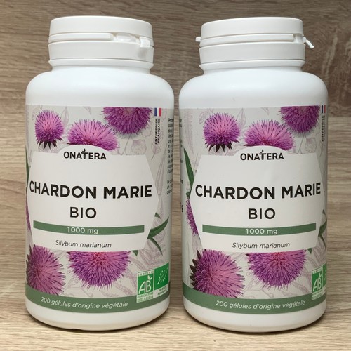 Chardon Marie Bio 1000mg Onatera - Lot De 2 Flacons De 200 Gélules - Santé Du Foie Et Digestion