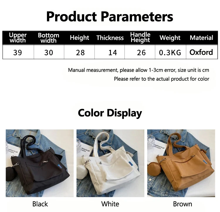 Student Tote Bag Crossbody Shoulder Purse for School & College