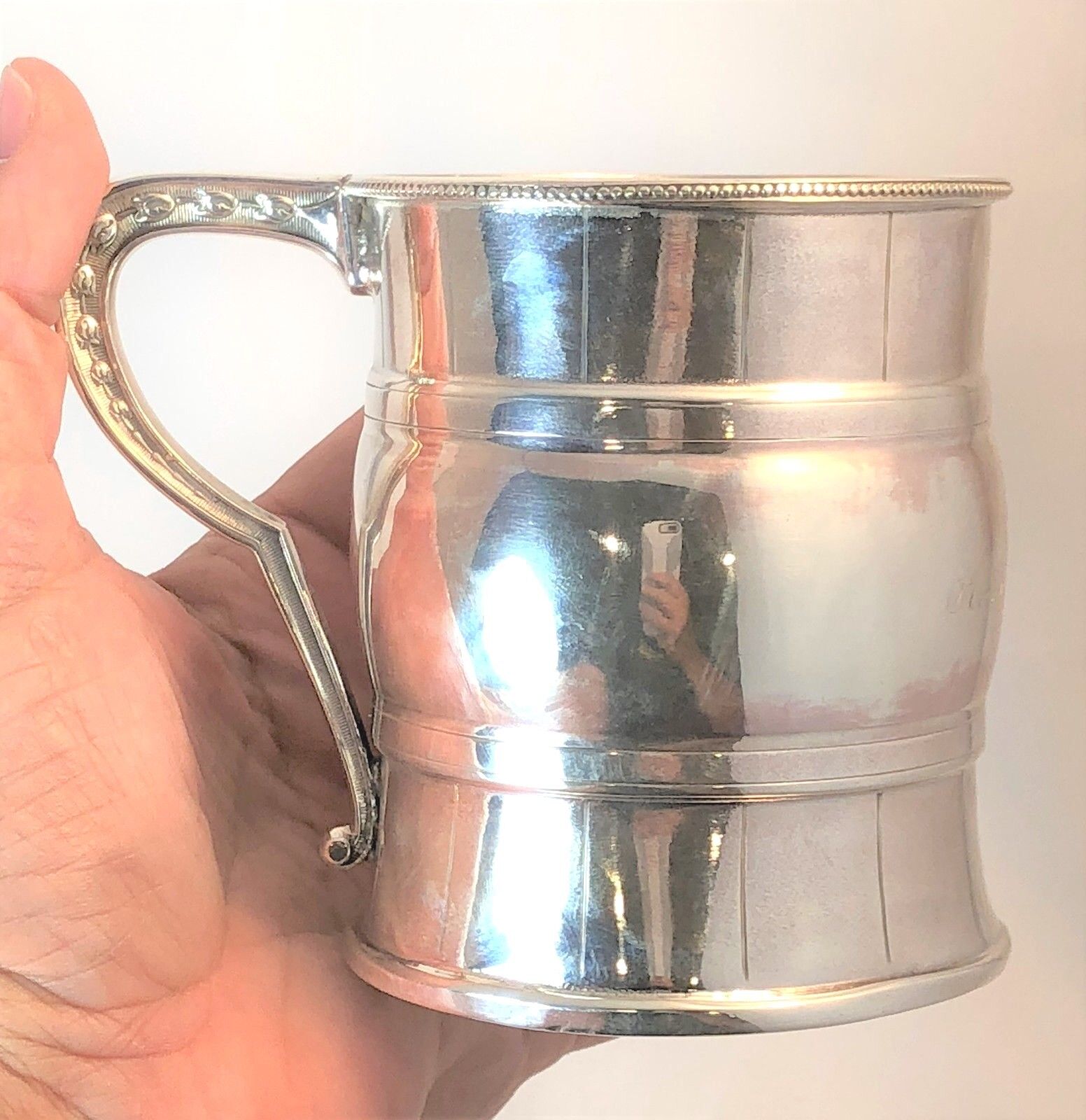 Antique Sterling Silver Tankard Christening Mug c.1871 Whiting Co.  136 gr