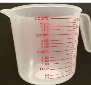 4 Cup (1 liter) Measuring Cups Polypropylene Calibrated in oz and mL 1