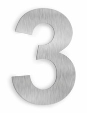 6  Floating House Number Three 3 Stainless Steel , Brushed Nickel - NEW FAST 