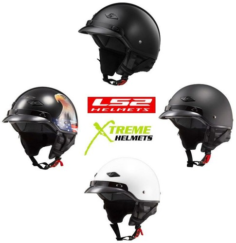 LS2 Bagger Half Helmet Peak Visor Speaker Pockets Removable Liner DOT XS-2XL - Foto 1 di 26