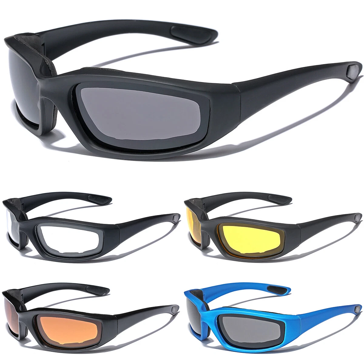 Men Women Wind Impact Resistant Foam Padded Glasses Motorcycle Riding  Sunglasses