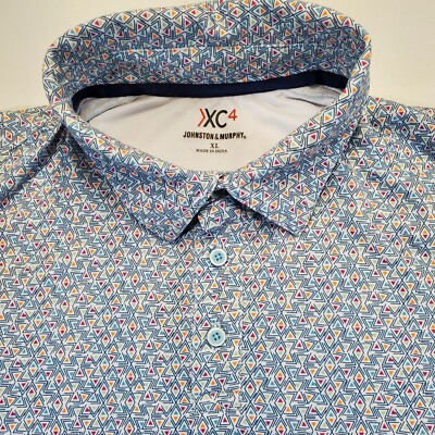 Johnston Murphy Polo Shirt Mens XL Golf XC4 Performance Geometric