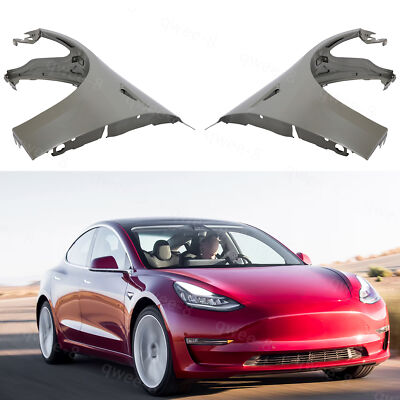 Fender Set For 2017-2023 Tesla Model 3 Front Primed Steel Driver & Passenger
