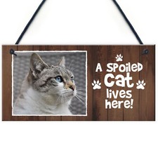 Funny Cat Sign Personalised Cat Signs SPOILED CAT LIVES HERE Hanging Wall Sign