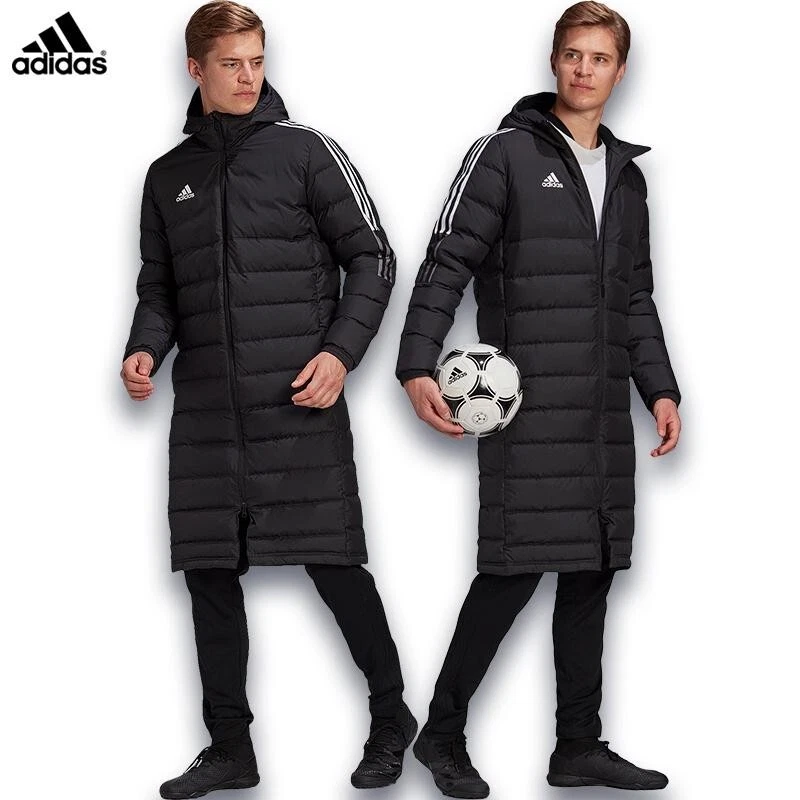 adidas Tiro 21 Long Down Hooded Winter Jacket Parka Coat Black White Warm GM5245 - Image 4 of 4