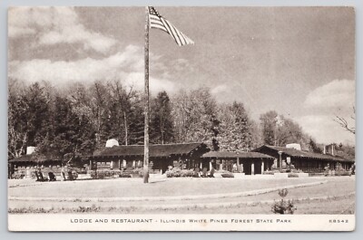 Lodge and Restaurant Illinois White Pines Forest State Park Postcard
