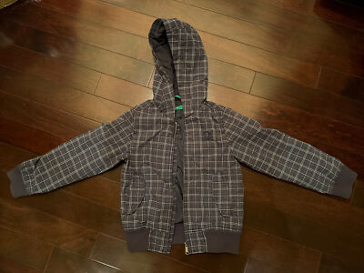 United Colors of Benetton Plaid Fall Jacket Navy Boys Size XS 4-5