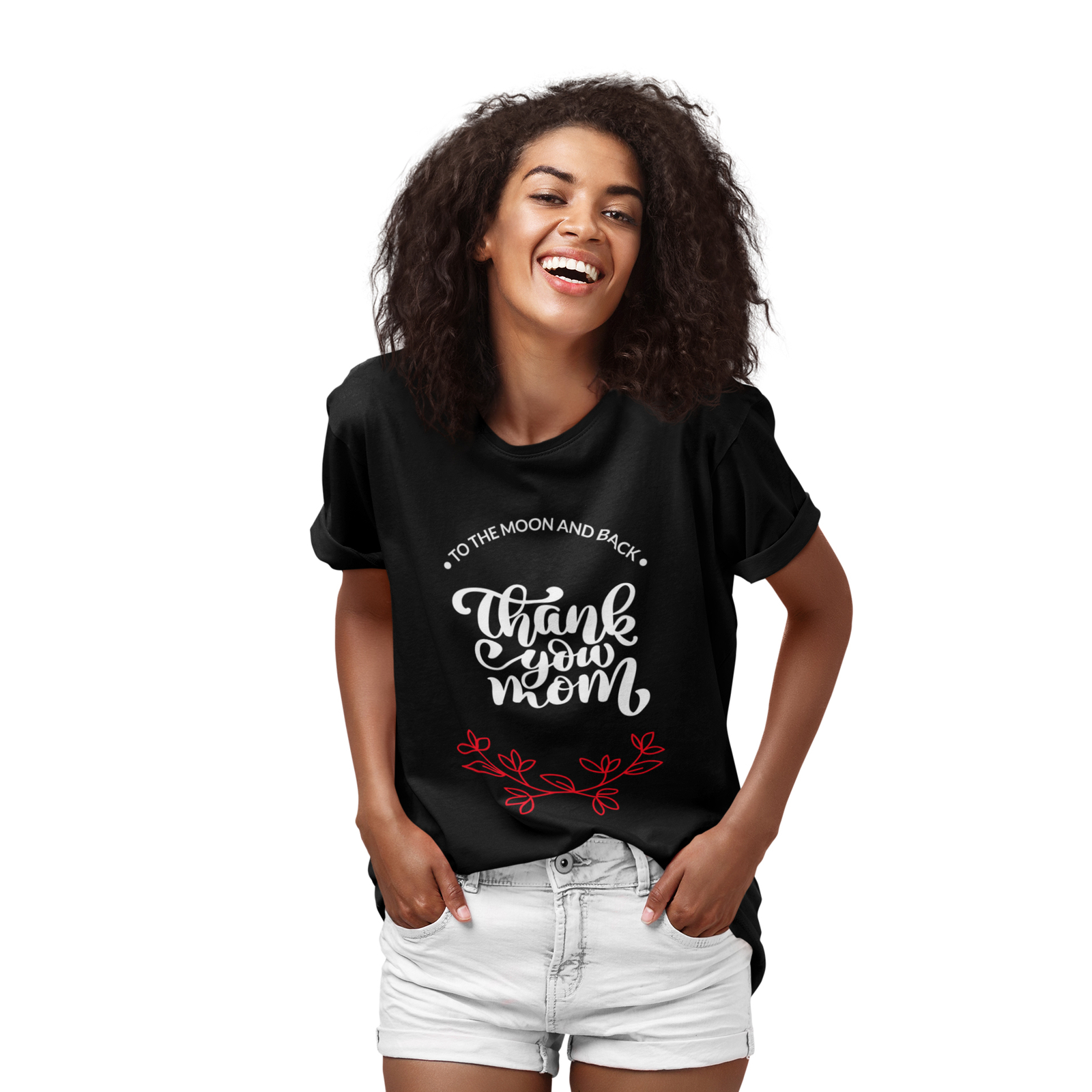 Thank You Mom Women's Graphic Tees Short Sleeves Crew Neck Mother's Day T-Shirt-image