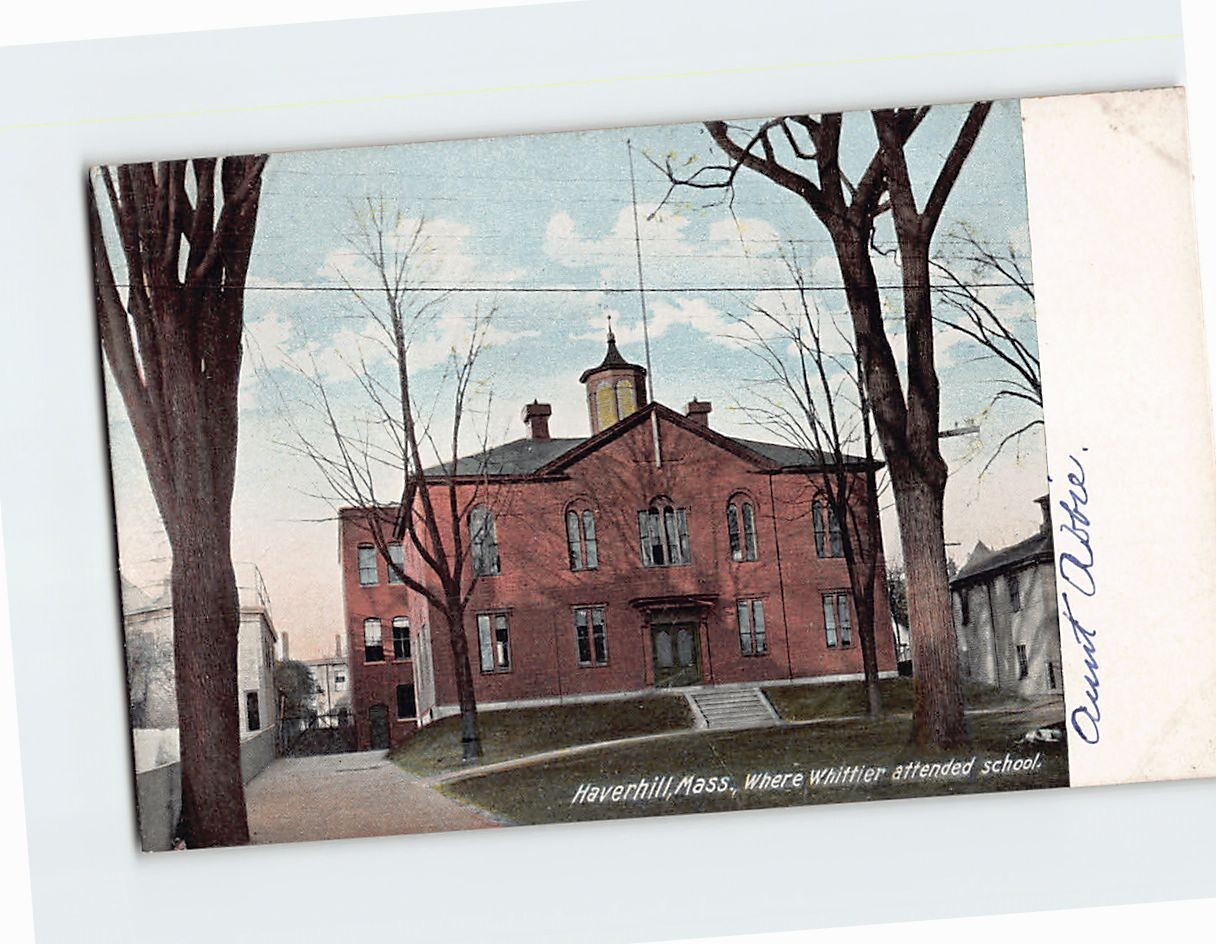 Postcard Whittier School Haverhill Massachusetts USA