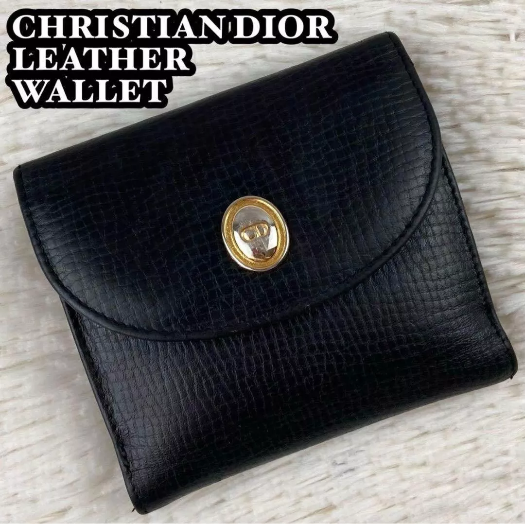 Portefeuille Christian Dior cuir plié noir C666