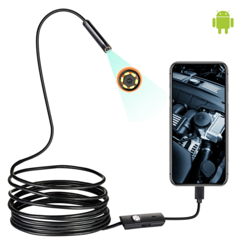 endoscope camera waterproof Borescope android Adjustable soft wire 6 leds usb c - Foto 1 di 7