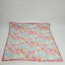 Vintage Colorfast White Hearts Rainbow Bandana Handkerchief 100 cotton RN 13960