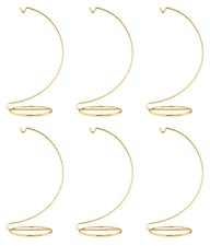 Ornament Display Stand Wire Hanger Holders, 10 Inch Tall Bright Gold, Pack of 6