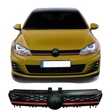 Kühlergrill Grill passend für VW Golf 7 08/12-2017 Wabengitter Leiste Rot/ Chrom