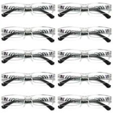 10PK Men Women Rectangle Half Frame Blue Light Blocking Reading Glasses Readers