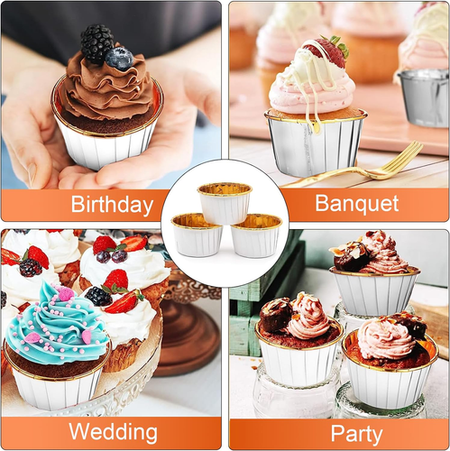 100 Stück Cupcake Muffin Förmchen Aus Aluminiumfolie,Muffinförmchen Papier, Muff - Bild 4 von 7