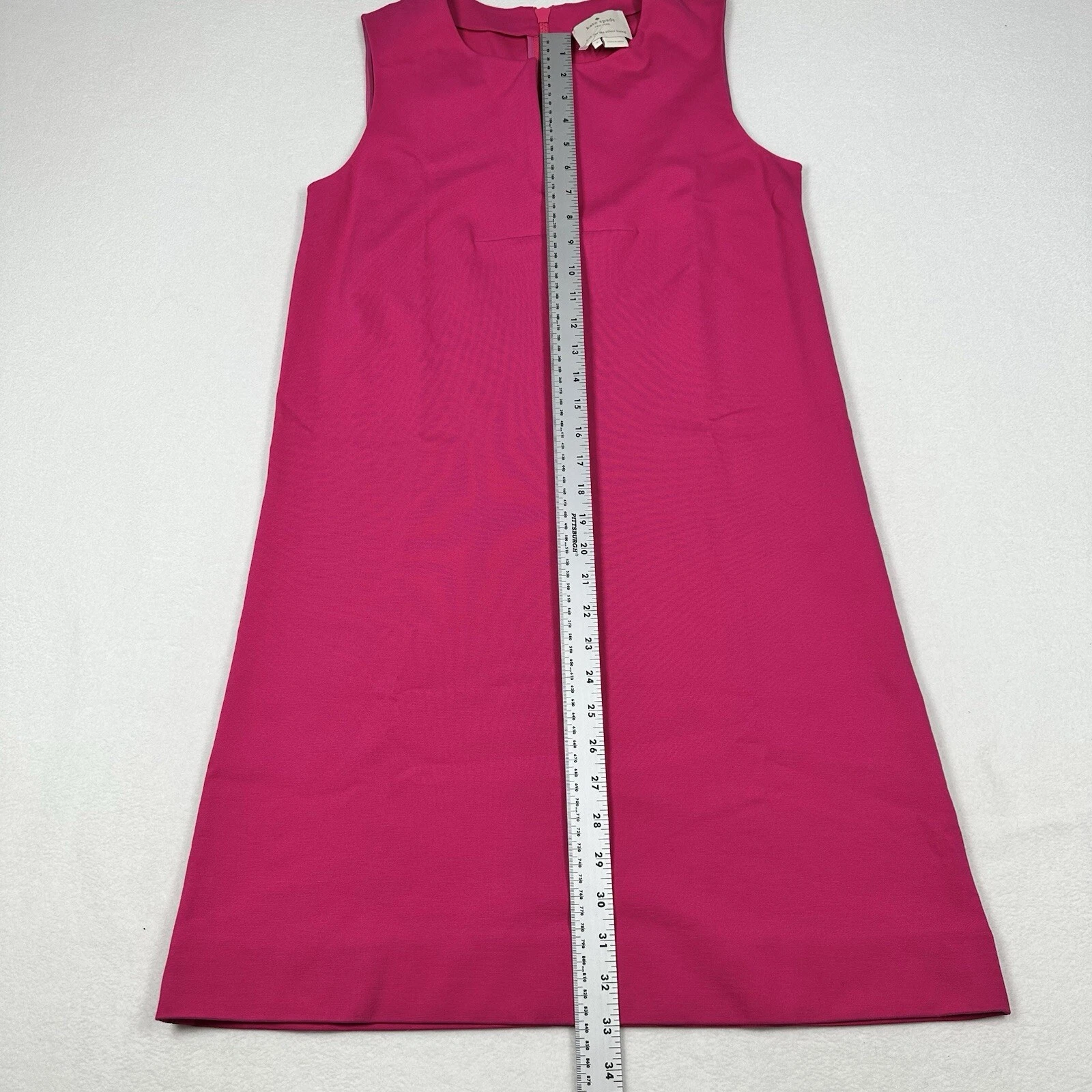 Abito donna Kate Spade rosa senza maniche scollo a V linea A taglia 4 nuovo senza etichette