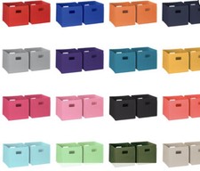 2 Collapsible Foldable Cloth Fabric Cubby Cube Storage Bins Baskets for Shelves