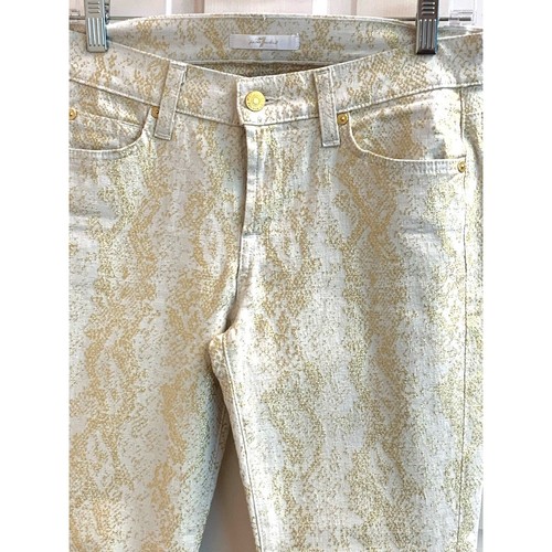 7 for all mankind Jacquard gold snake skinny pants / jeans sz 27 NWOT - Picture 10 of 14