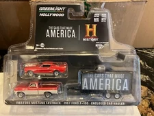 Greenlight Hollywood Hitch & Tow Ford F-100 & 65 Mustang Cars that Built America