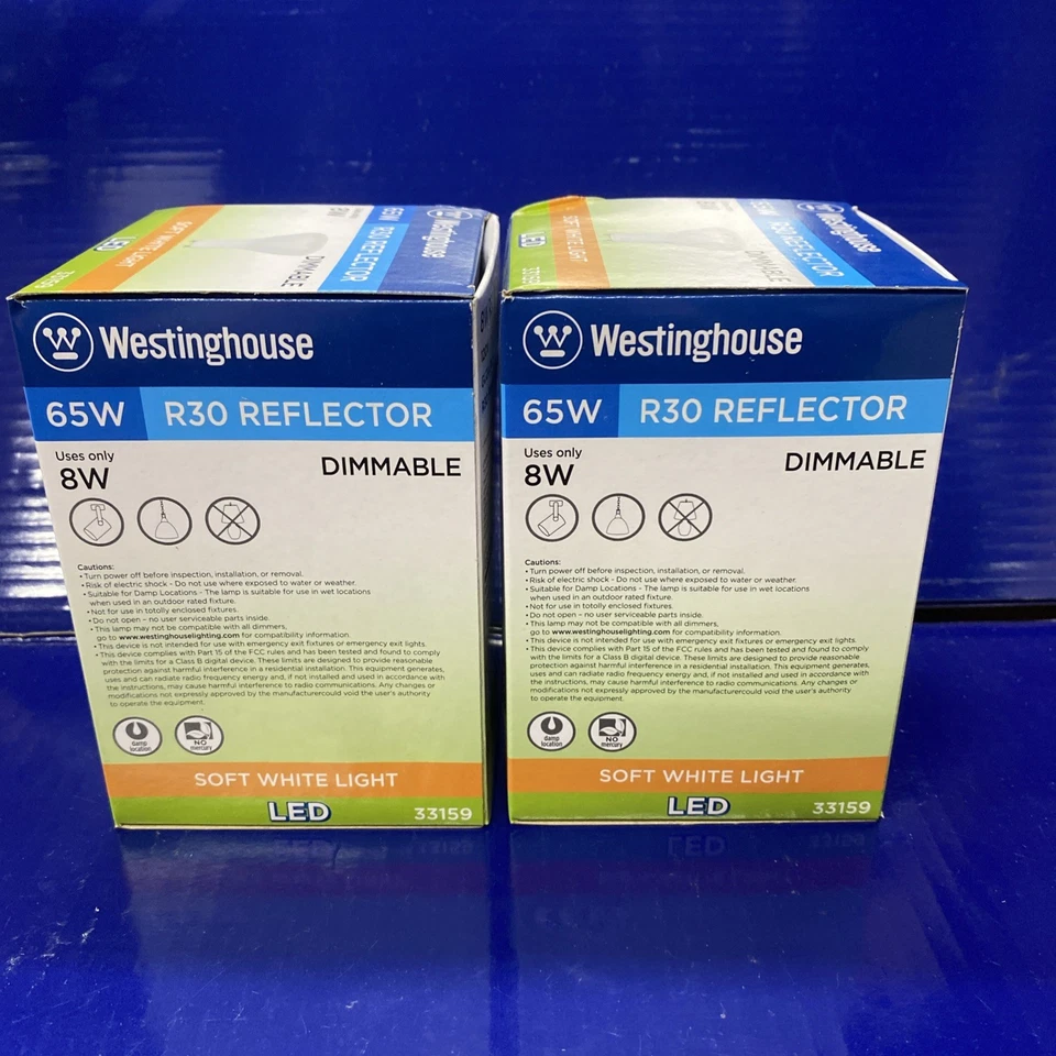 2X Westinghouse Lighting R30 Dimmable LED Light Bulb Soft White 65W Equivalent - Image 2 of 4