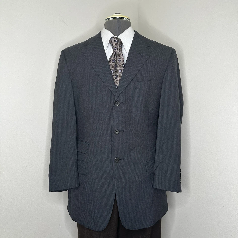 Blazer Y2K Tommy Hilfiger Para Hombres 40R 44" Abrigo Deportivo Traje Chaqueta Gris Bolsillo para Billetes Foto 2 de 4