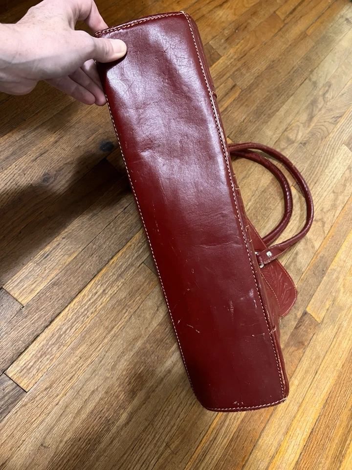 Bolso de Mano American West Tooled Cuero Rojo Hebilla Occidental Cartera Foto 2 de 4