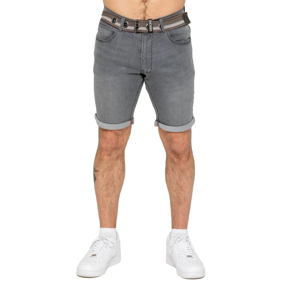 Enzo Pantalons Courts Pour Hommes Slim Fit Été Stretch Denim Avec Ceinture - Photo 4/4