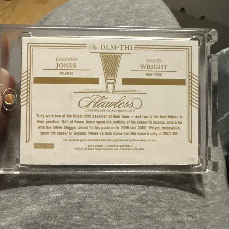 Parche dorado doble usado en el juego Chipper Jones David Wright 2023 impecable/5 SSP Mets Foto 4 de 4