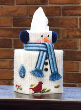 New Mary Maxim Snowman Plastic Canvas Tissue Box Cover Kit