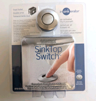 InSinkErator STS-OOSN SinkTop Satin Nickel Button Dual Outlet Switch NIB