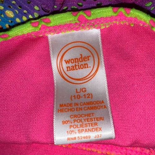 Wonder Nation Girls Swimsuit Two Piece Tankini Tie Dye Crochet Large 10 12 - Picture 6 of 12